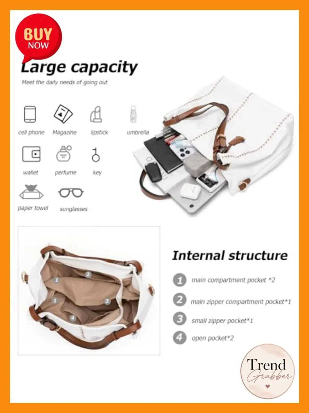 Vintage PU Leather Hobo Shoulder Bag, Bucket Tote with Rivet Detail
